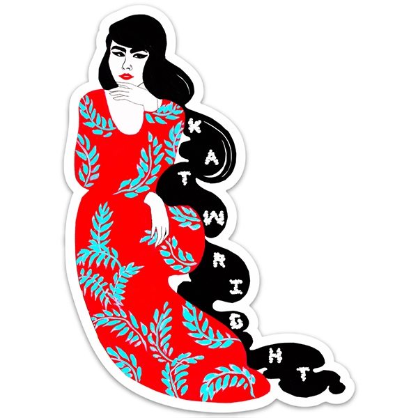 Kat Lounge Classic Sticker, Large Red