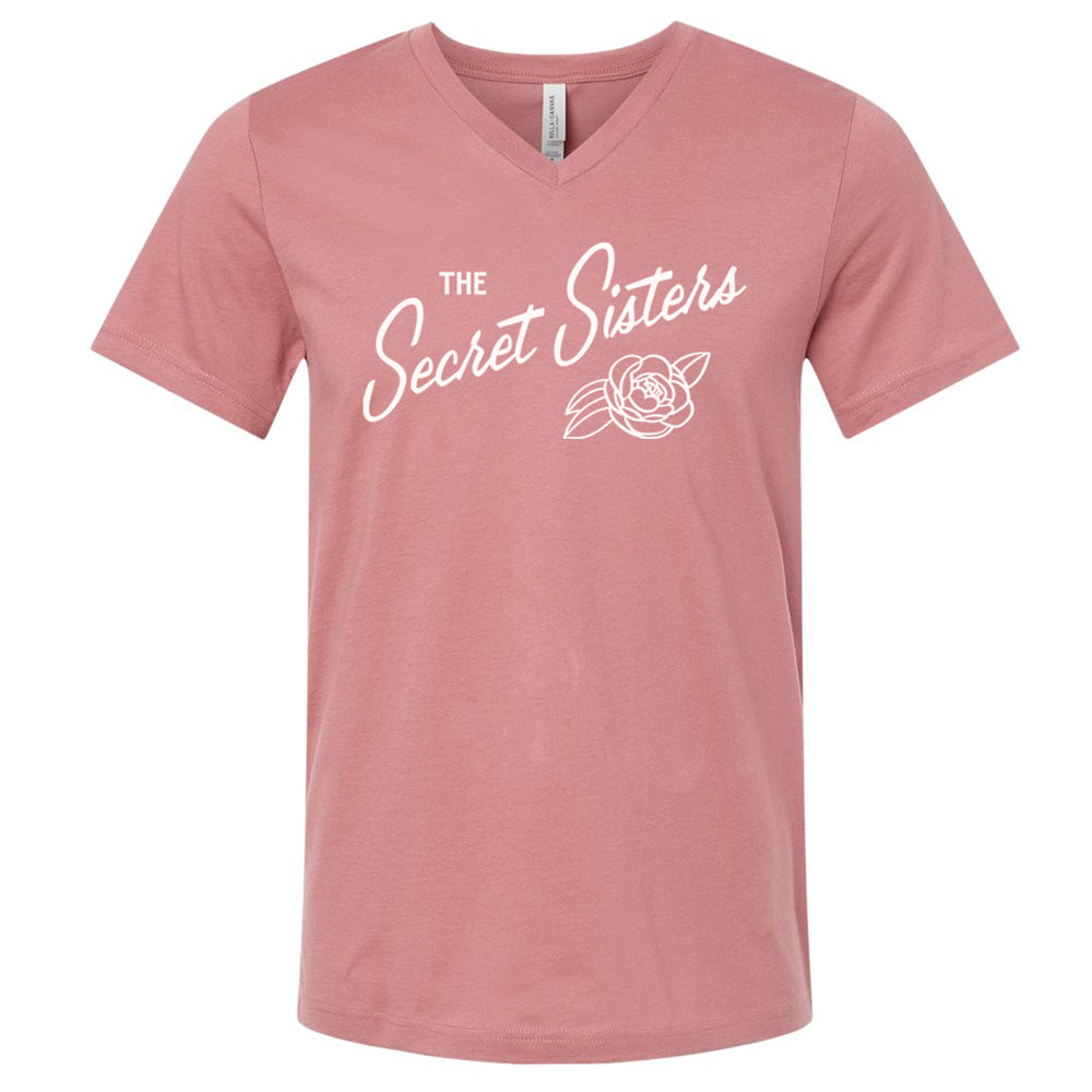 The Secret Sisters Rose Logo V-Neck - Mauve