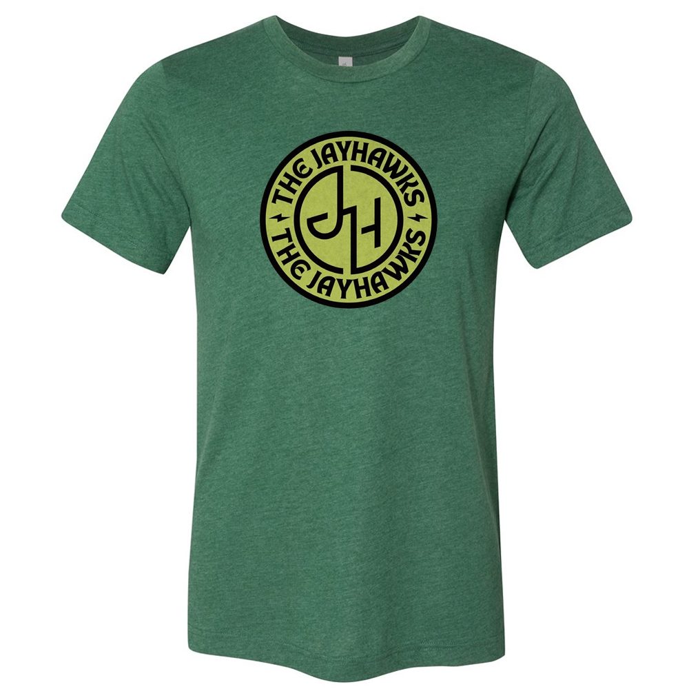 Jayhawks Badge Logo T- Heather Grass Green
