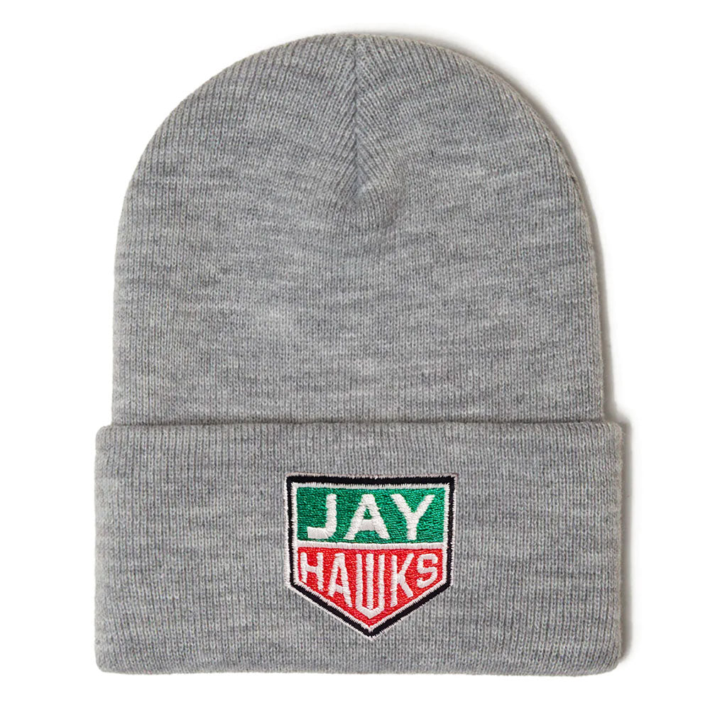 Jayhawks Tag Knit Beanie - Heather Grey