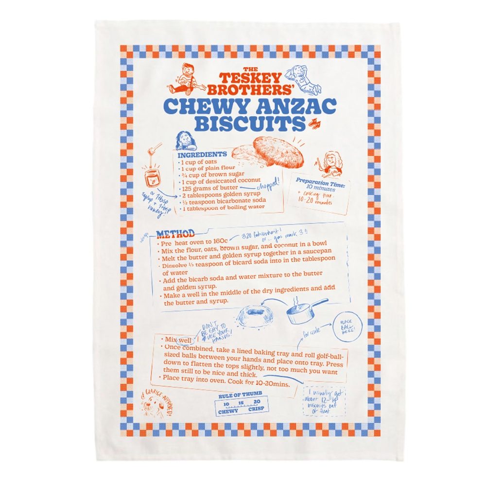 Chewy Anzac Biscuists Tea Towel