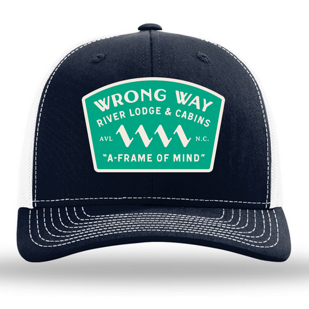 Wrong Way Campground Trucker Hat - Navy/White