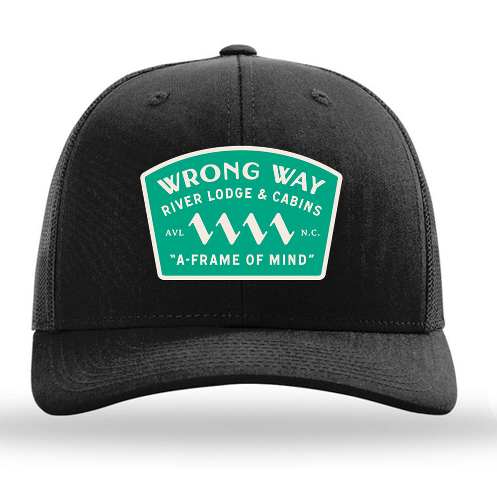 Wrong Way Campground Trucker Hat - Black