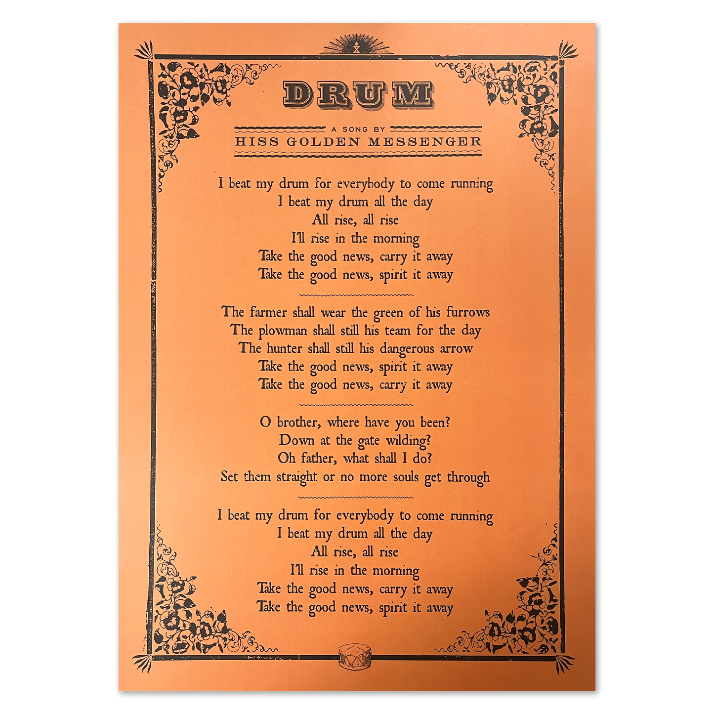 Drum Lyrics Poster