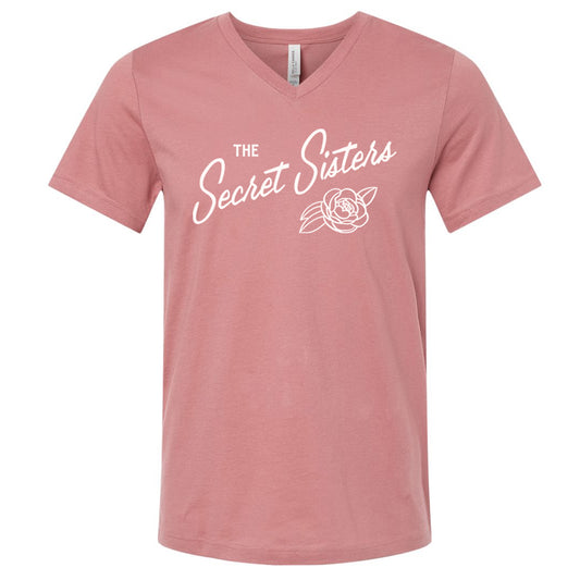 The Secret Sisters Rose Logo V-Neck - Mauve