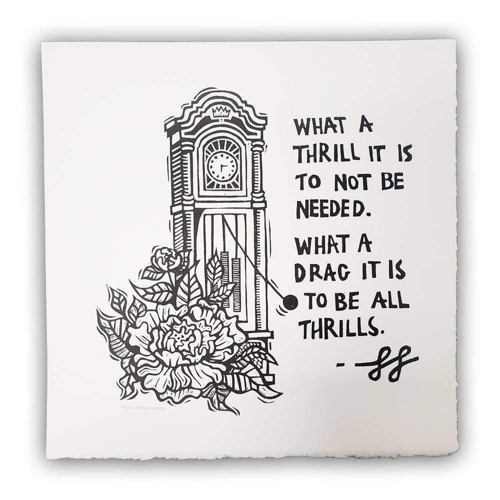 Thrill & Drag Hand Pressed Wood Carved Print