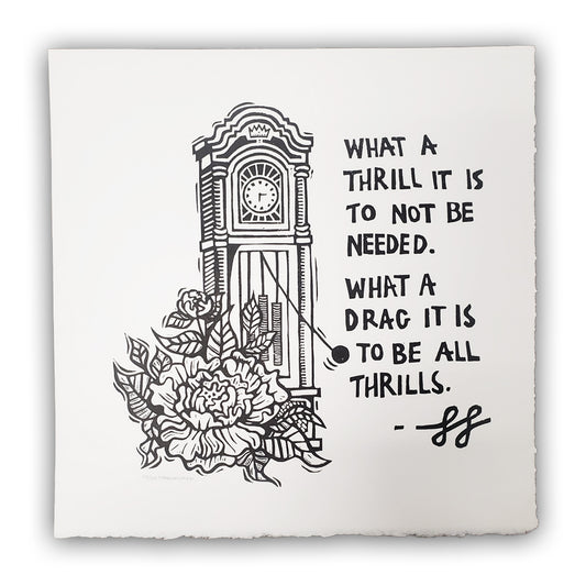 Thrill & Drag Hand Pressed Wood Carved Print