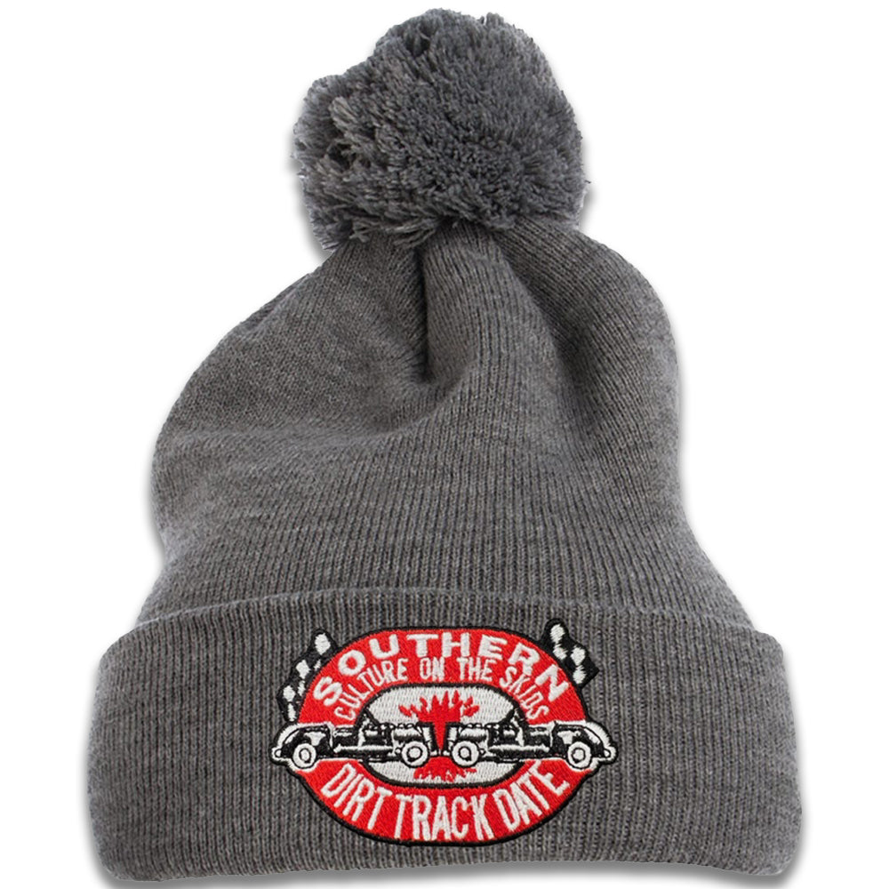 Dirt Track Date Pom-Pom Beanie, Heather Grey