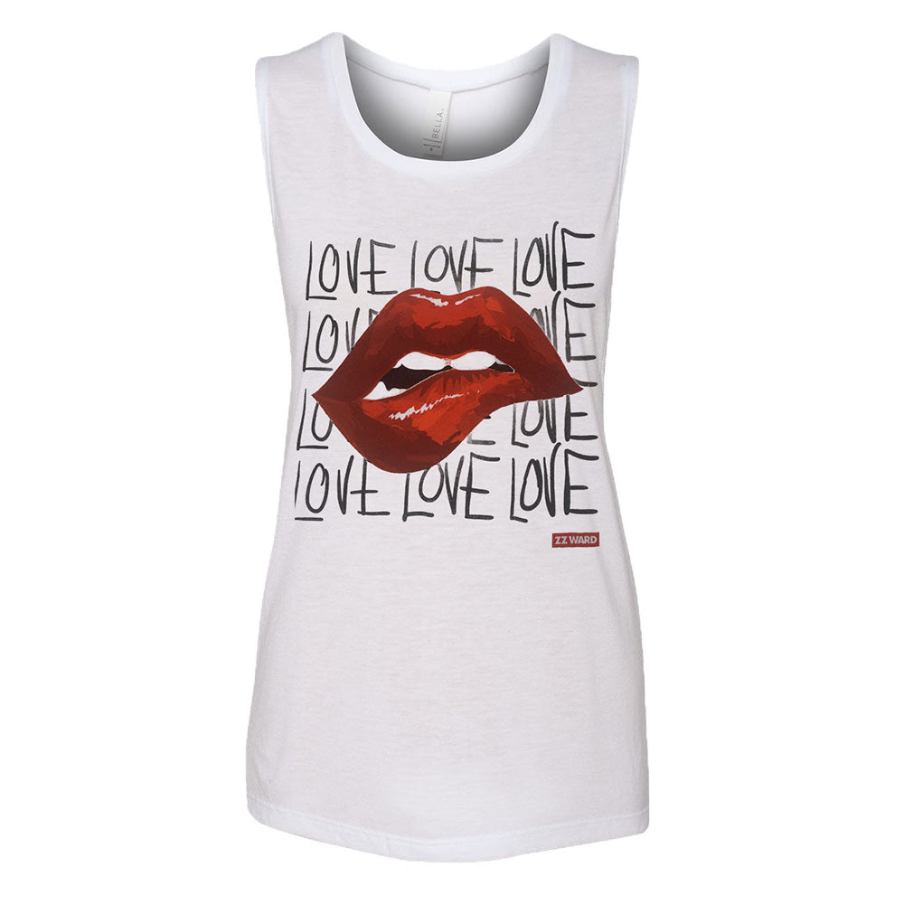 Women's Love Love Love Flowy Tank - White