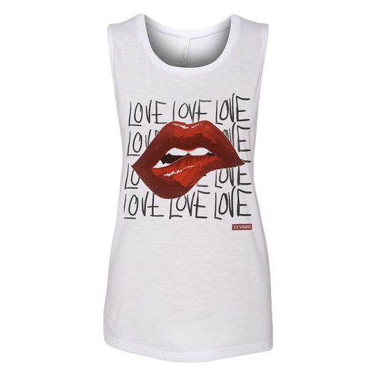 Women's Love Love Love Flowy Tank - White