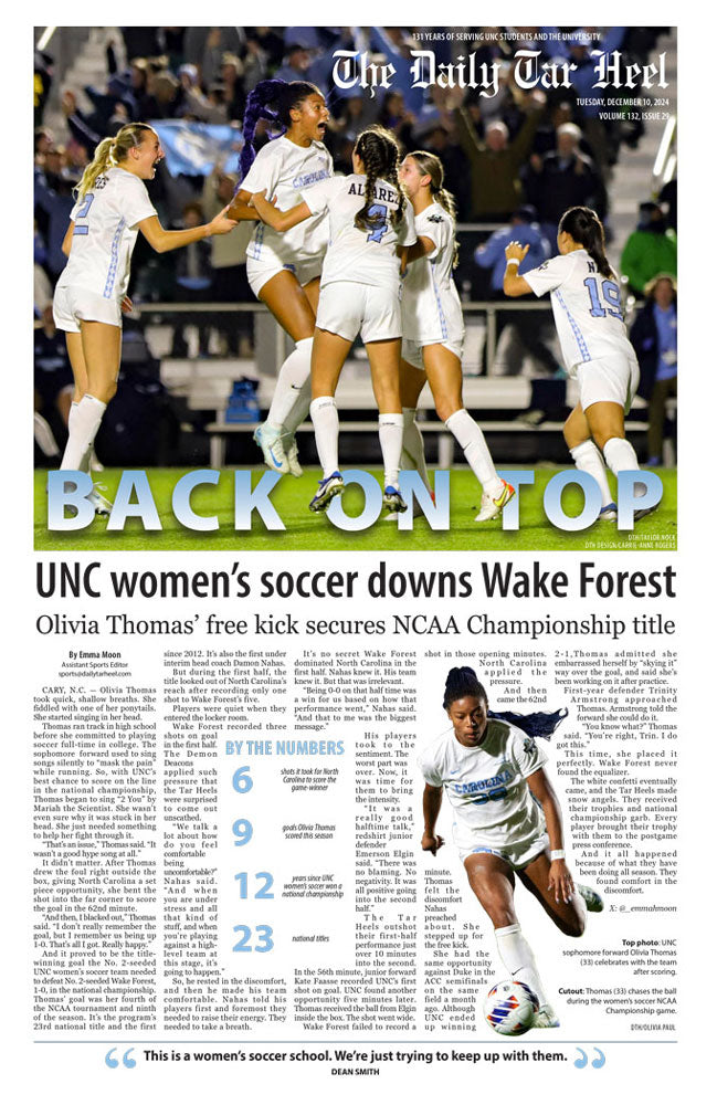 The Daily Tar Heel - Back On Top - December 10, 2024