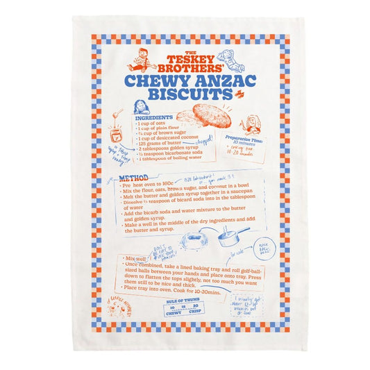 Chewy Anzac Biscuists Tea Towel