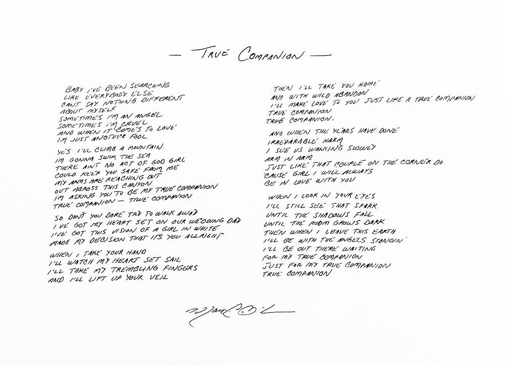 True Companion Handwritten Lyrics Poster