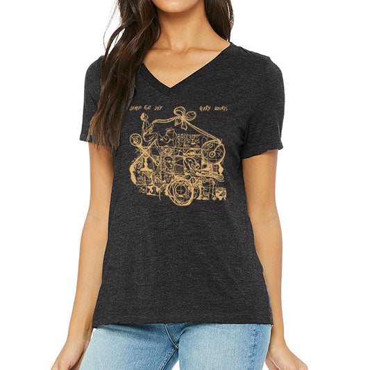Women's Jump For Joy V-neck, dark grey heather
