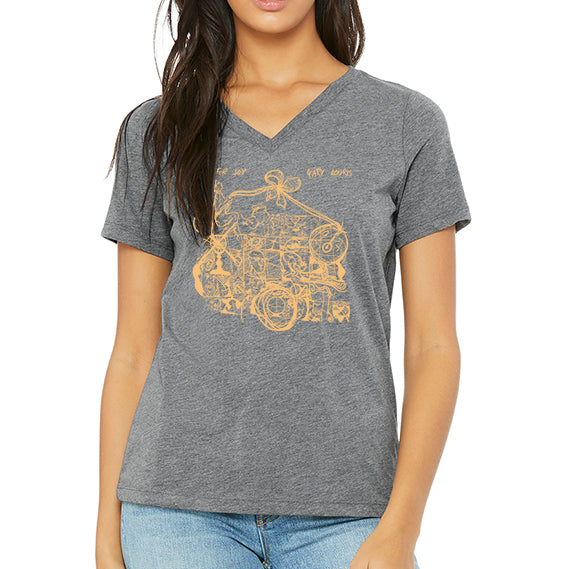 Women's Jump For Joy V-neck, grey tri-blend