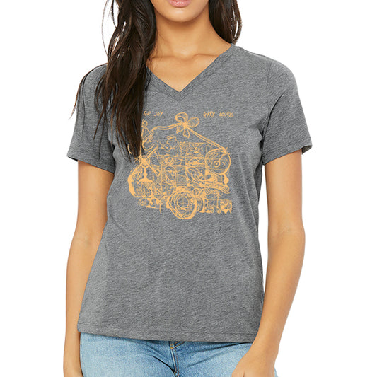 Women's Jump For Joy V-neck, grey tri-blend